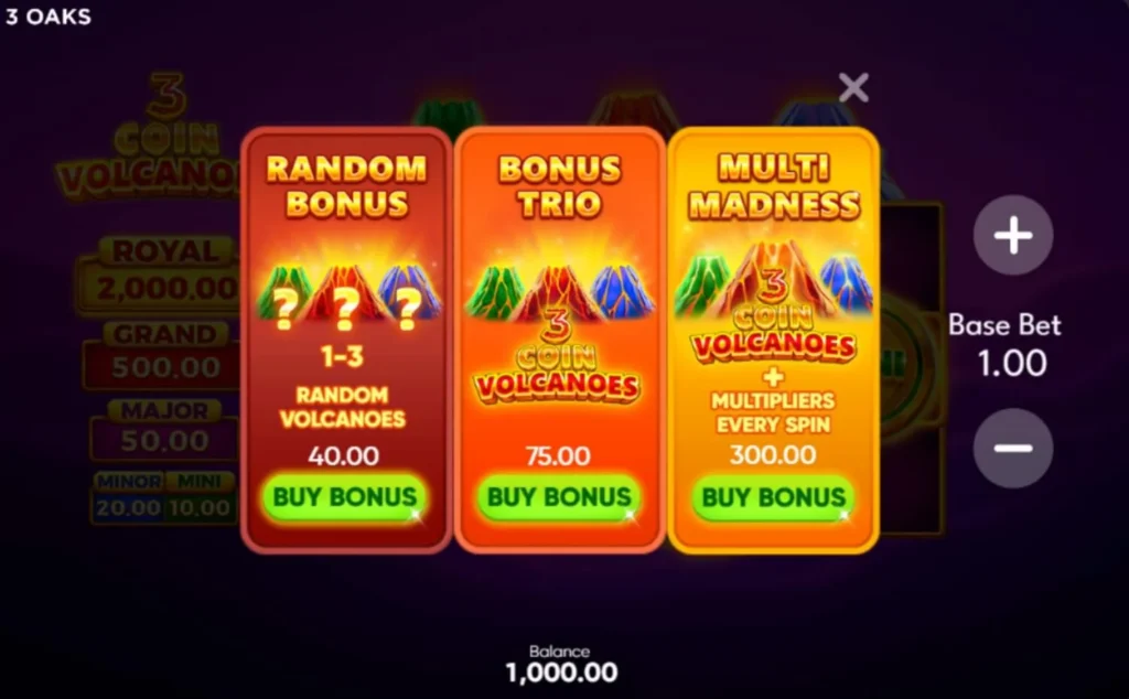3 oaks Coin Volcano